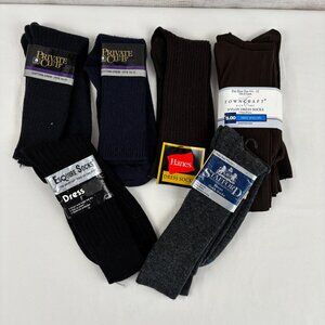 8 Pair Men's Vintage Dress Socks Esquire Hanes Stafford Private Club TownCraft
